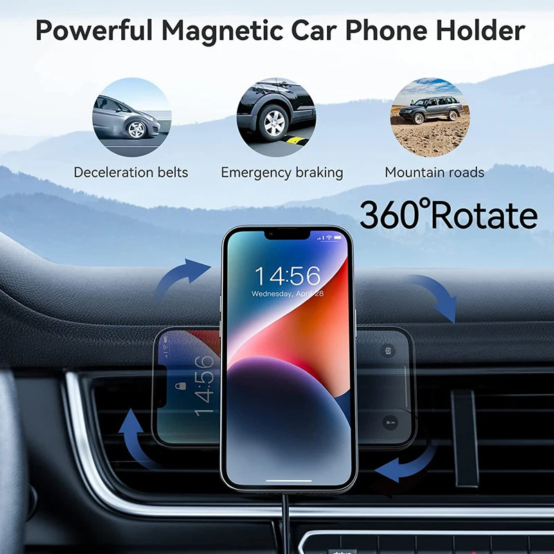 Wireless Car Charger Mount Fast Charging - Magnetyczna ładowarka bezprzewodowa do samochodu, kompatybilna