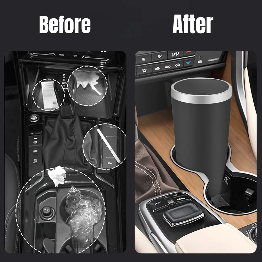Waterproof Car Trash Can With Lid - Kompaktowy, szczelny mini kosz na śmieci