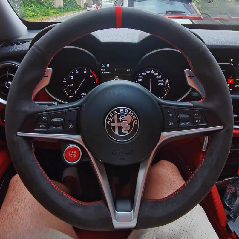 Dla Alfa Romeo Giulia Stelvio  – Car Steering Wheel Cover Anti Slip Breathable recenzja i cena